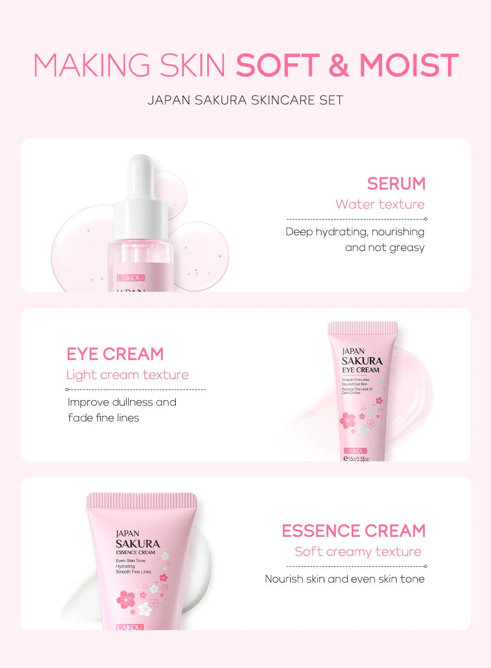 Golden Sakura Skin Care Sets Face Cream Serum