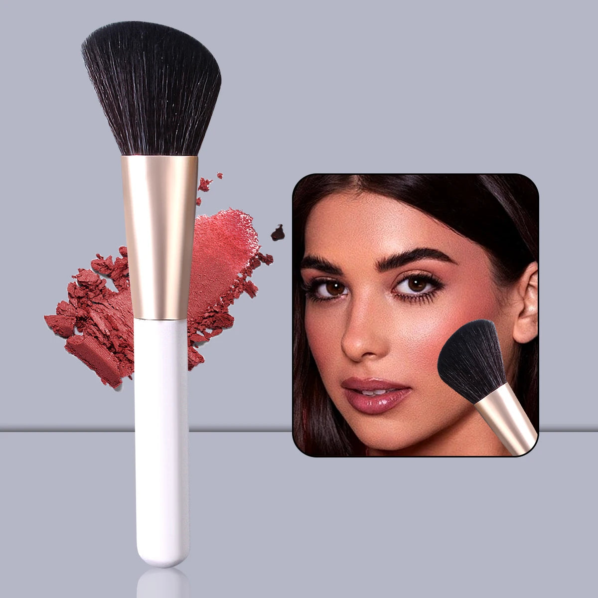 1 piece of high-quality, soft, angled makeup brush, blush, powder and contouring multi-functional facial beauty tool