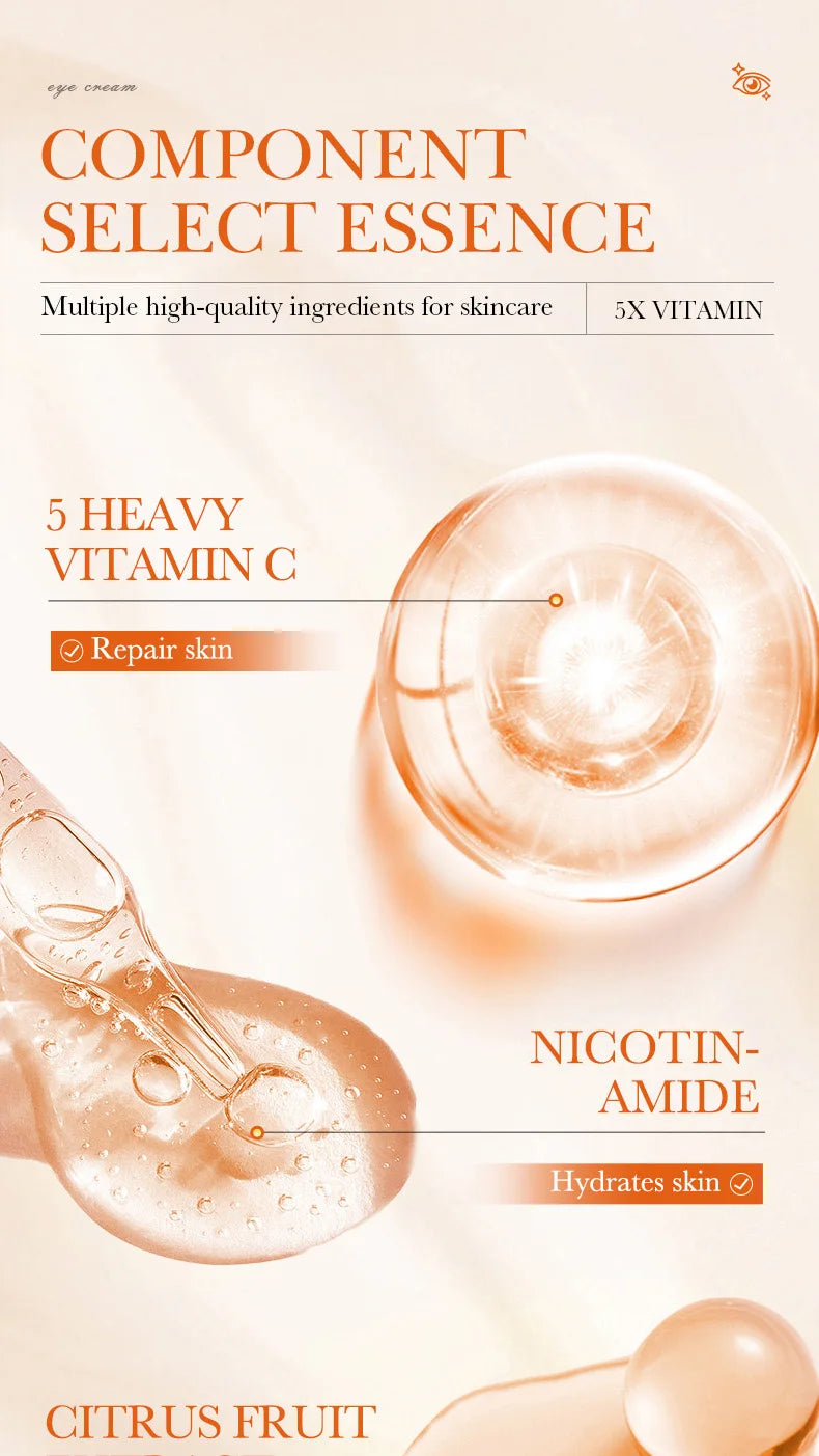 SADOER Vitamin C Eye Cream Anti Dark Circles Eyes Bags Remover Moisturizing Brightening Firming Skin Care Products for Eyes