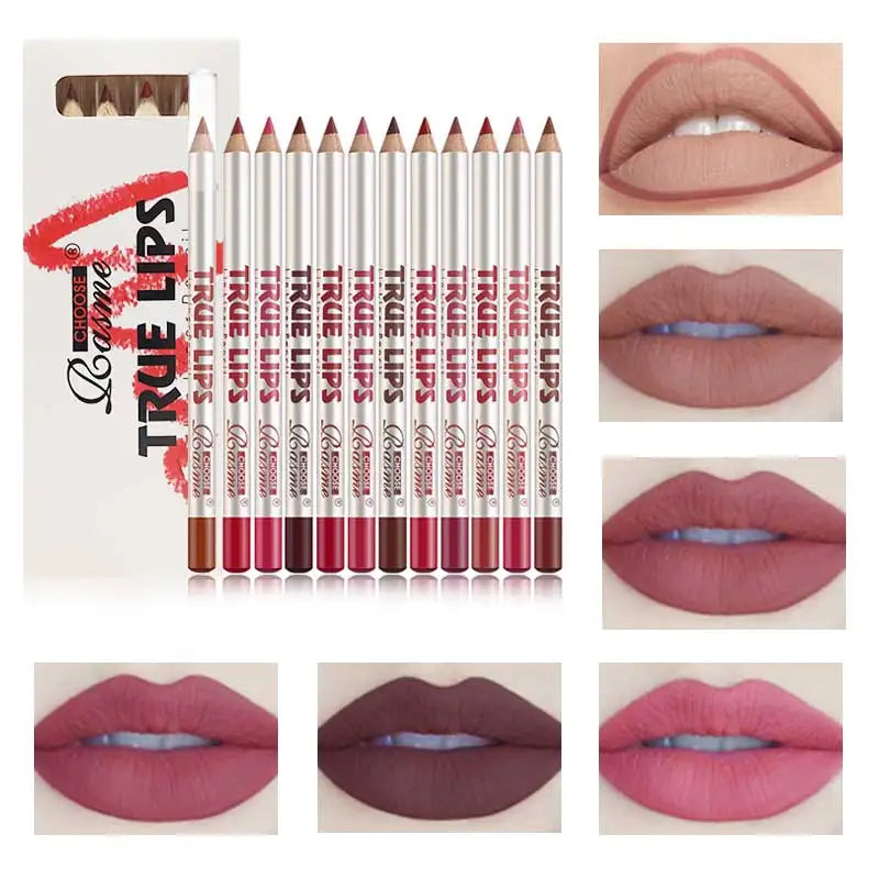 12 pcs Long-Lasting Lipstick Set with Professional Lip Liner Pencil and Matte Lip Gloss for Women Valentine's Day Gifts