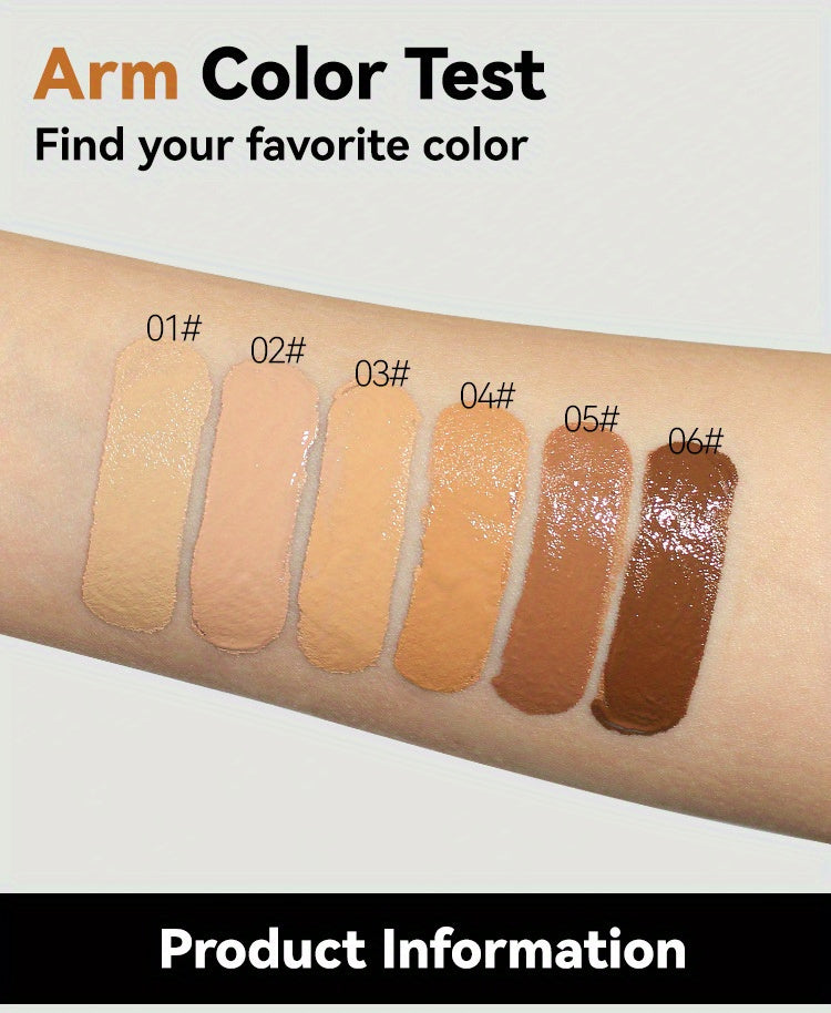 6-Shade Longwear Foundation: Waterproof, Sweatproof, Oil-Control & Easy-To-Blend Concealer for Flawless Skin, Foundation, Makeup, Cosmetics, Skin Care, Face Beauty, Matte Finish, Beauty Product